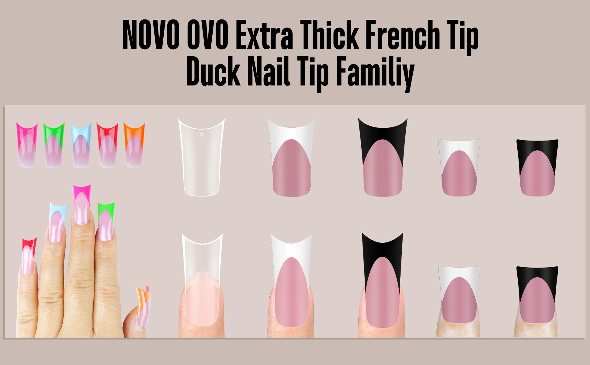 NOVO OVO French Tip Duck Feet Nail Tips 5 Mix Color Full Cover for Press on Acrylic with Moon Curve, Need Top Coat and Builder Gel, Thick Medim Soft Gel Fake False Nail Extension X 15 Sizes 150 Pcs【NO GLUE ,TOP COATAND LAMP INCLUDED】 NOVO OVO French Tip Duck Feet Nail Tips 5 Mix Color Full Cover for Press on Acrylic with Moon Curve, Need Top Coat and Builder Gel, Thick Medim Soft Gel Fake False Nail Extension X 15 Sizes 150 Pcs【NO GLUE ,TOP COATAND LAMP INCLUDED】