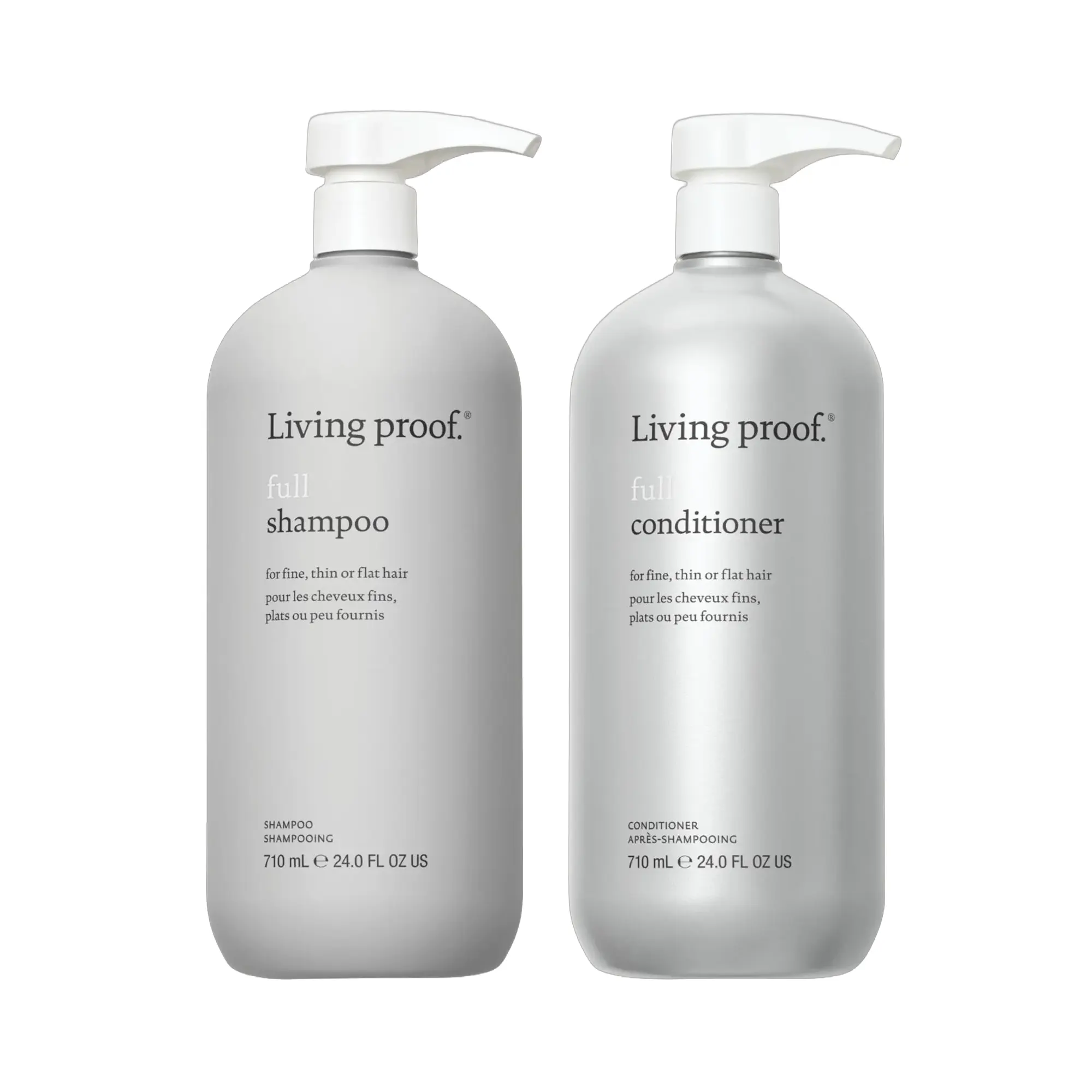 Living Proof Full Shampoo and Conditioner Duo, 24 oz - Lightweight Volumizing Haircare for Fine, Thin & Flat Hair to Achieve Smooth, Thicker Locks, Sunflower, Cleanser, Hydrating Volumizing Shampoo, Citric Acid, Weightless, Adds Volume, Duo Pack