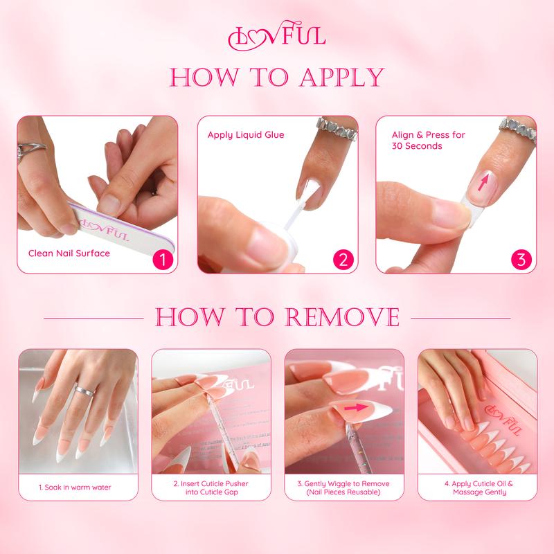 Lovful Square Mid Length 1.7" Handmade Acrylic Press-On Nails for Art & Care|10PCS Reusable,Salon Quality,Link1 H23-H195 Outdoorfun