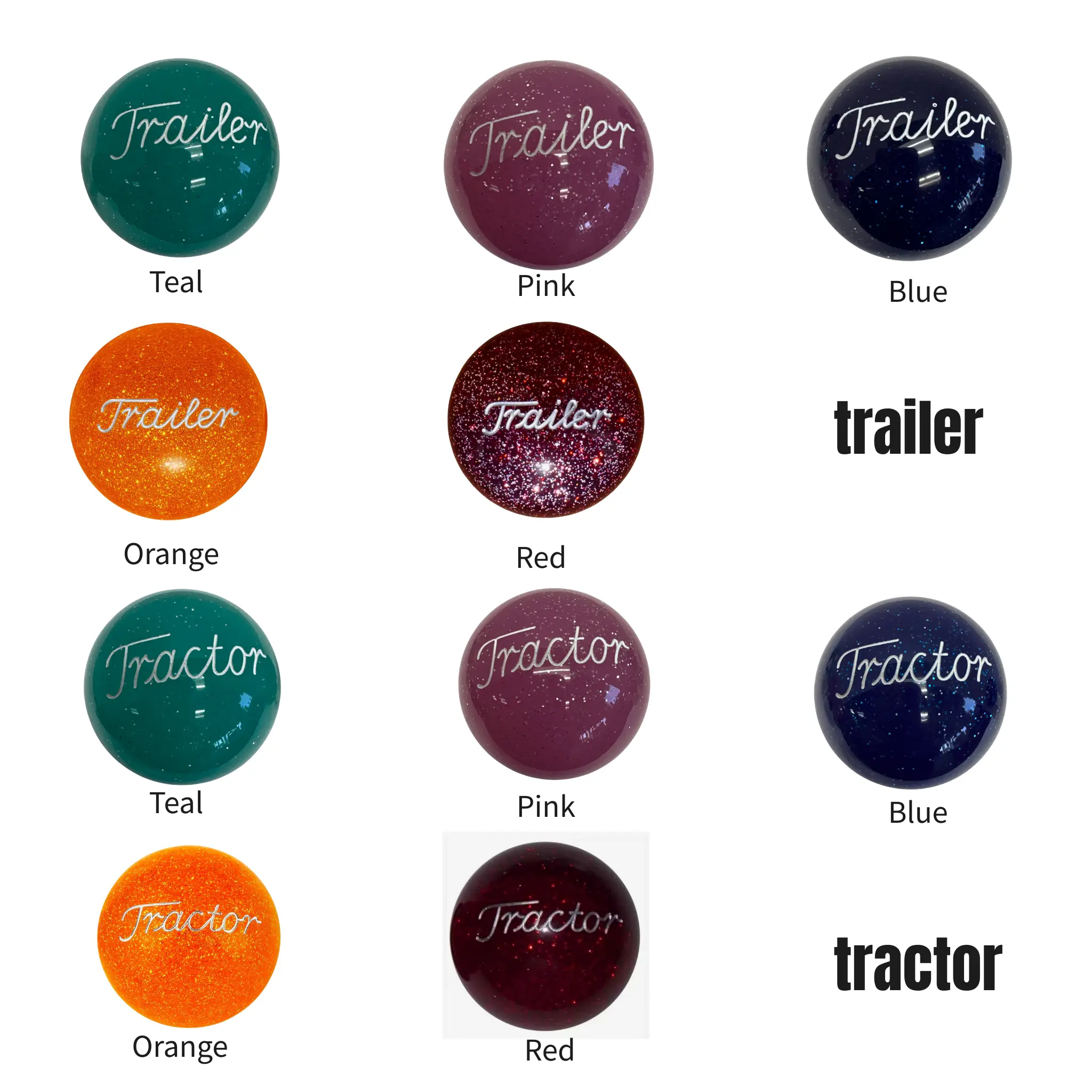 Twisted Shifterz Glitter Brake Knob V1 - Engraved White Replacement for Tractor, Trailer and Truck (Sold individually)