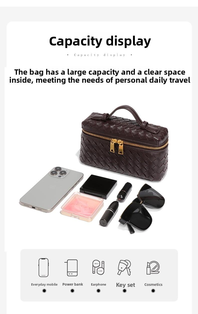 2025 New Handmade Woven Crossbody Lunch Box Bag Fashionable Versatile Two-Way Zipper Closure Handheld Women’s New Single Shoulder Small Square Bag