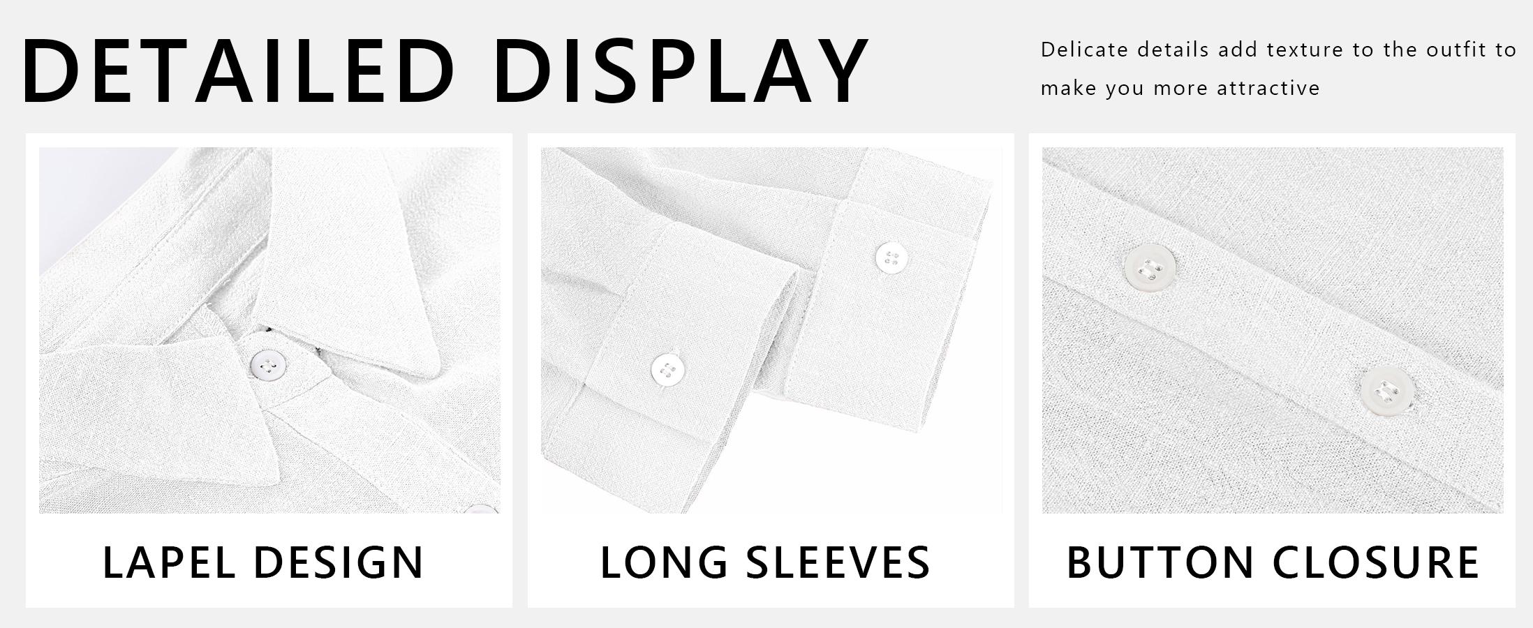 UTCOCO Women's Linen Button Down Long Sleeve Wide Leg Jumpsuit Beach Palazzo Pants One Piece Jumpsuit Minimalist Lightweight Breathable Spring Outfit SpringStatements