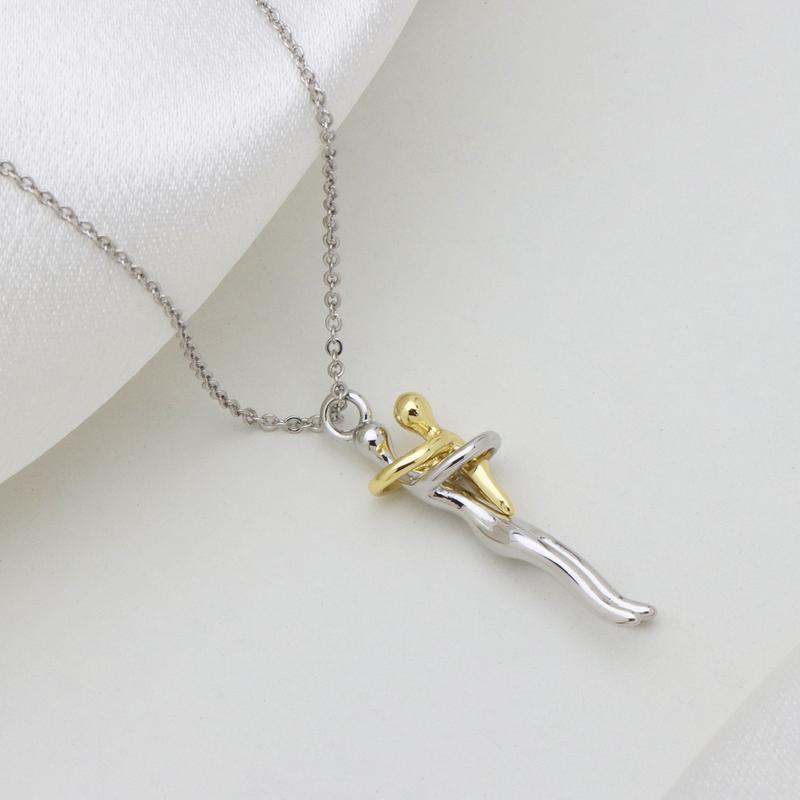 Eternal Hug Embrace Pendant Necklace for Mom, Silver & Gold Two-Tone Mom & Child Charm. A Heartfelt Family Gift Jewelry for Birthdays, Parties & Special Celebrations.
