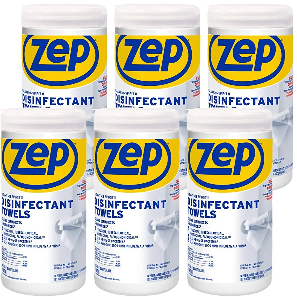 Zep Clean'Ems Spirit II Disinfectant Towels - 80 Towels/Canister