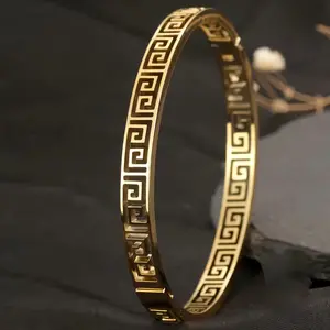 Very Fashionable HollowGreat Wall Pattern Women'S Bracelet, with a Winding AndInterlaced Design, 14K Jewelry That DoesNot Fade And Can Touch Water