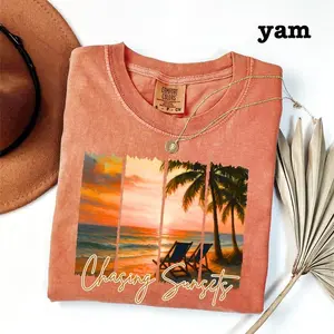 Comfort Colors Coconut Girl Sunset T-shirt, Beachy Aesthetic Shirt, Summer Vacation Beach Shirt, Salty Vibes, Summer Trendy Shirt, Girls Tee