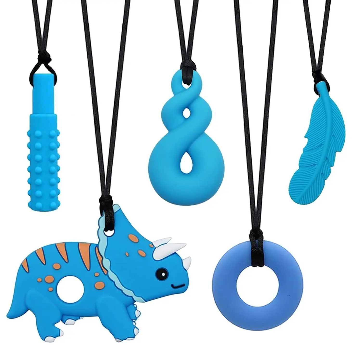 X FNE60 Chew Necklaces for Sensory Kids and Adults -  Sensory Necklace for Boys with Autism, ADHD, SPD, 6 Pack Sensory Product with Textured Chewable Design