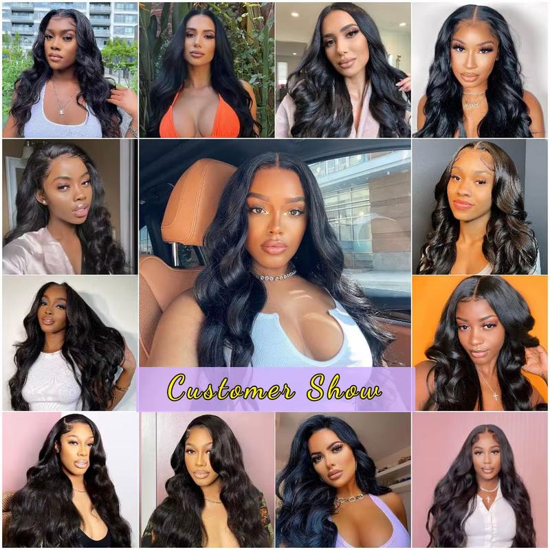 Megalook 13x4 Loose Deep Wave Wigs Glueless 6x5 Transparent Pre Cut Lace Front Wig 100% Human Hair Pre Plucked Natural Black For Women Beginners Friendly