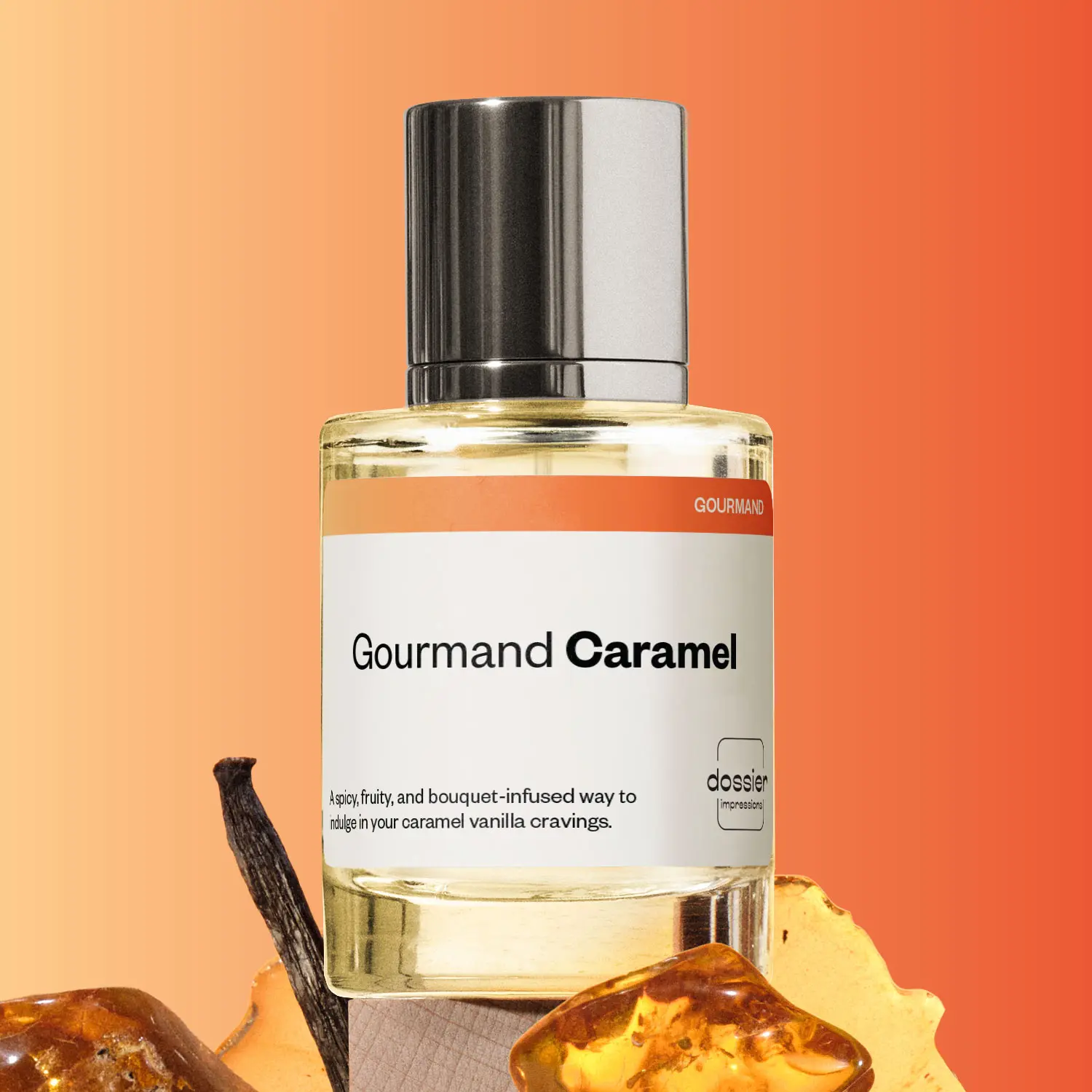 Gourmand Caramel, Dossier, Women's Perfume, Eau de Parfum, 50ml, Pink Pepper, Melon, Caramel, Vanilla, Cacao, Musks