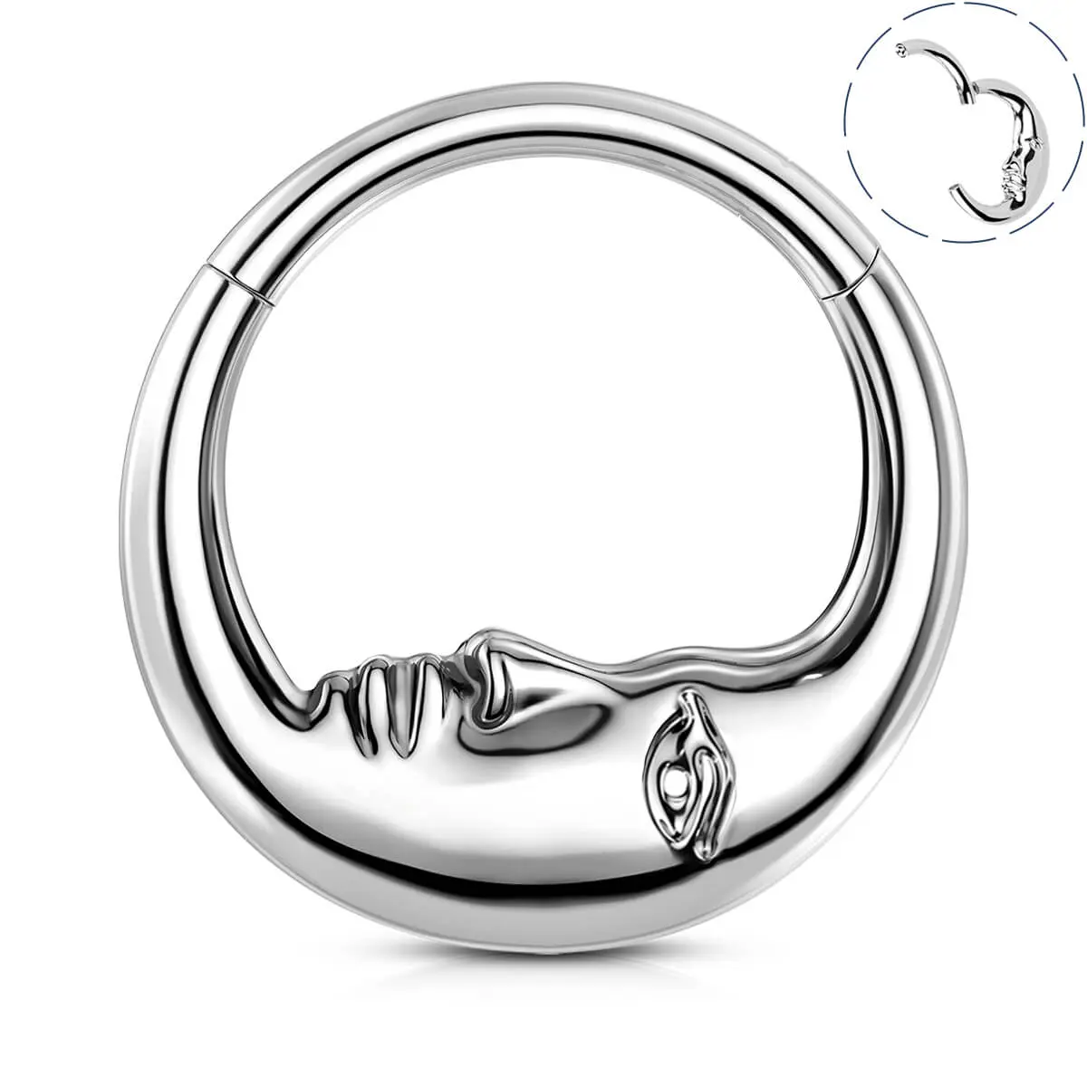 Oufer 16G Titanium Moon Hinged Segment Septum Ring, Septum Piercing Nose Jewelry, Body Piercing Jewelry, Fashion