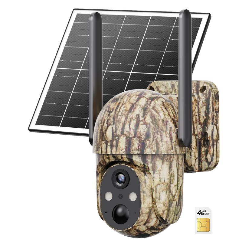 4G LTE Wireless Solar Powered Security Camera CB114S – 2K HD Live View 360° Coverage, No WiFi, Remote APP Controlled, WaterProof, Motion Activated, Night Vision, Outdoor, Data refill is required for Unlimited 4G data usage