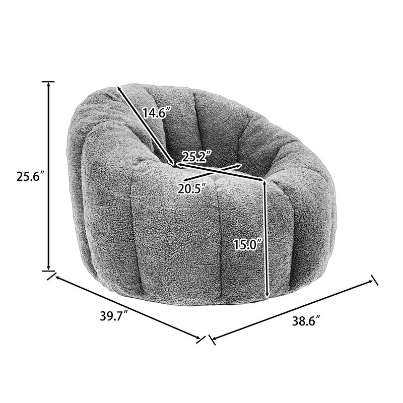 Large Bean Bag Chair with Arms & Backrest, Plush Faux Fur Lounge Chair for Adults | High-Density Foam Fill, Orange Reading & Gaming Chair