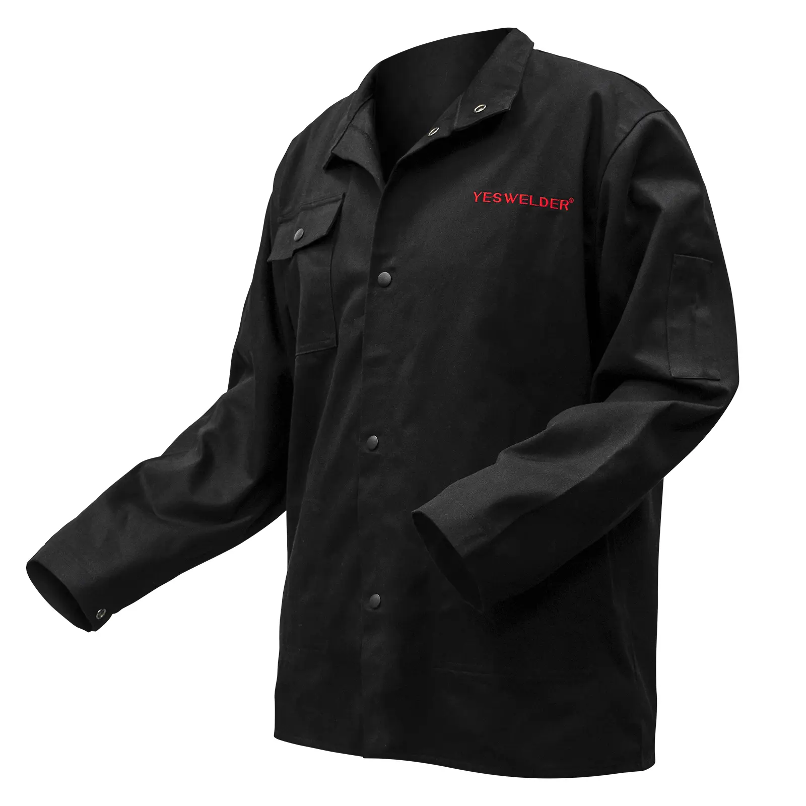 YESWELDER 9oz 300g Lightweight FR Cotton Welding Jacket - NFPA 2112 Certified Black Work Uniform, Flame Resistant Fire Resistant Clothing for Welders, Work Safety Equipment, Welding Jackets & Coats