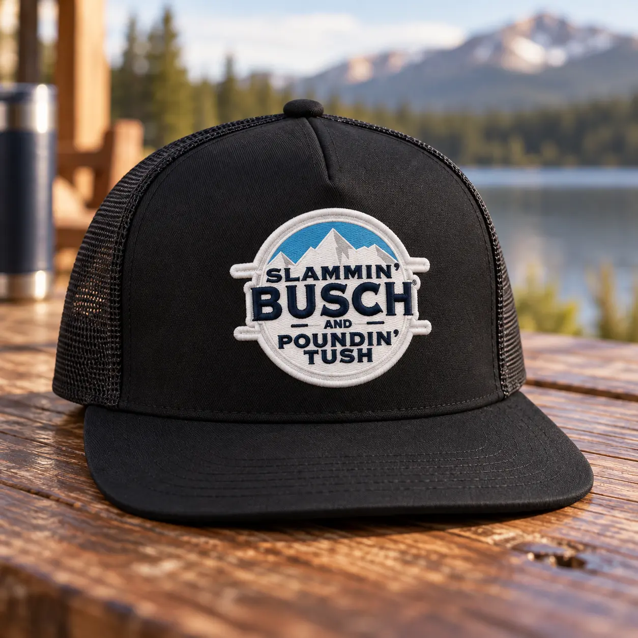 Slammin Busch Poundin Tush Hat Funny Trucker Hat for Men Country Concert Hat Beer Drinking Hat Flat Bill Snapback Fishing Hat Lake Life Hat Bachelor Party Gift
