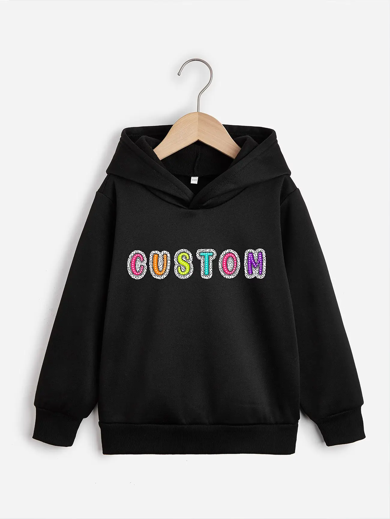Custom Text Grey & Black Girls' Fashion Hoodie