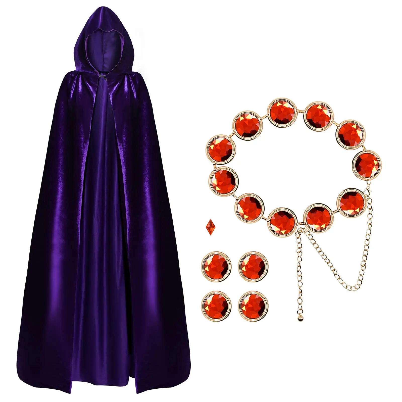 Lady's Comfortable Cosplay Costume Set - Purple Cape, Anime Waist Belt, Halloween Party Props, Women's Special Clothing Accessories