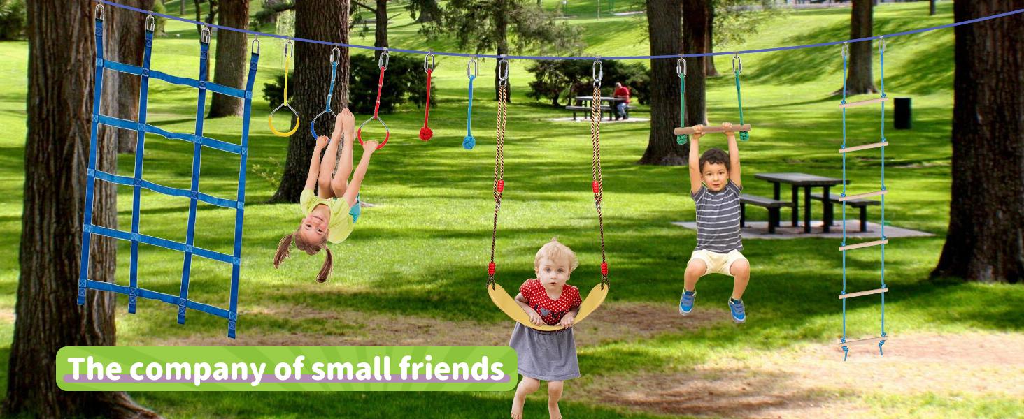 65 FT Warrior Course for Kids with 12 Accessories - 600lbs Weight Capacity, Slackline with Swing Seat, Disc Swing,Rope Ladder, Arm Trainer Playground Equipment Climbing Net Ninja Obstacles Gymnastic Ring Adjustable 65 FT Warrior Course for Kids with 12 Accessories - 600lbs Weight Capacity, Slackline with Swing Seat, Disc Swing,Rope Ladder, Arm Trainer Playground Equipment Climbing Net Ninja Obstacles Gymnastic Ring Adjustable