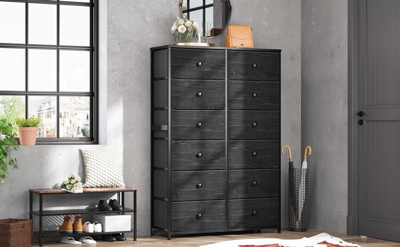 【Deal】Raybee Furniture 12 Tall Dresser for Bedroom Furniture, Fabric Drawer Dressers with Wood Top and Metal Frame for Living Room, Viral Dresser for Apartment, Chest of Drawers Dresser for Closet Hallway Entryway Cabinet Storage Organizer