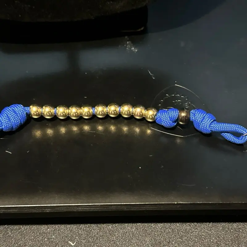 Paracord single decade pocket rosary blessed royal blue and gold
