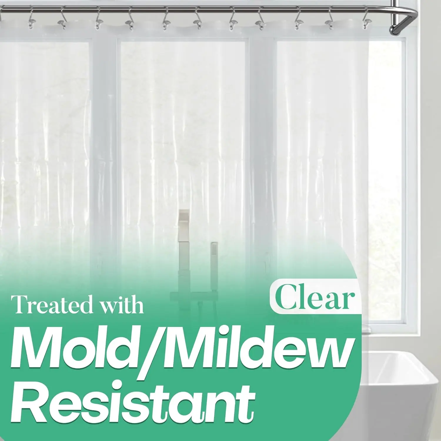 Clear Shower Curtain Liner with 3 Magnets, 72x72 Premium Flexible Sturdy Plastic Shower Curtain for Bathroom Lightweight, Waterproof, Clear
