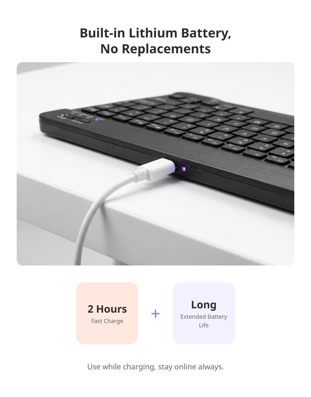 Ultra Light Wireless Bluetooth Keyboard - Slim Mini Universal Multi-Device Compatible Keypad, Rechargeable Quiet Lithium Ion Powered, Smooth Typing, Travel-Friendly for iPad, Windows, Android Devices, Ultra Light Wireless Keyboards