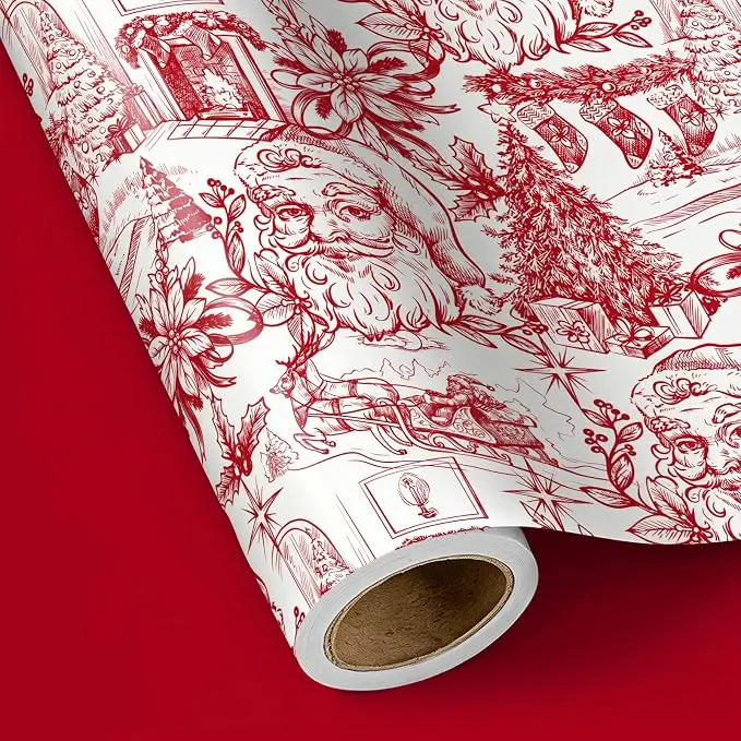 【Buy 2 + Choose 3 Free】RUSPEPA Christmas Wrapping Paper Collection, Classic Holiday Gift Wrap Rolls with Santa, Christmas Trees, Reindeer & Elegant Floral Designs, Premium Xmas Wrapping Paper for Gifts, Parties & Crafts,17 Inches x 16.4 Feet