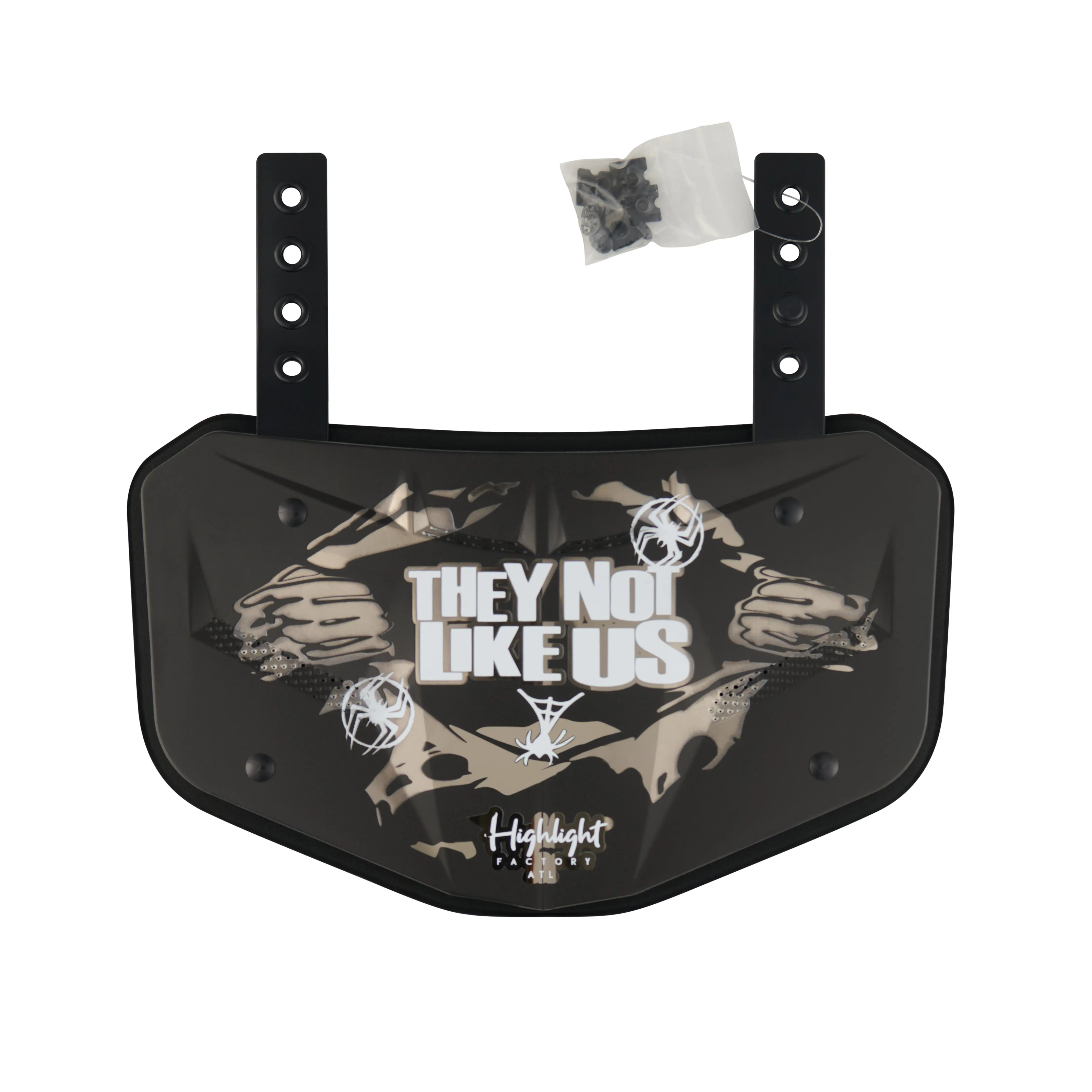 They Not Like Us Chrome Football Back Plate - Lower Back Protection for Shoulder Pads - Back Bone Protector Shield Backplate for Youth & Adult