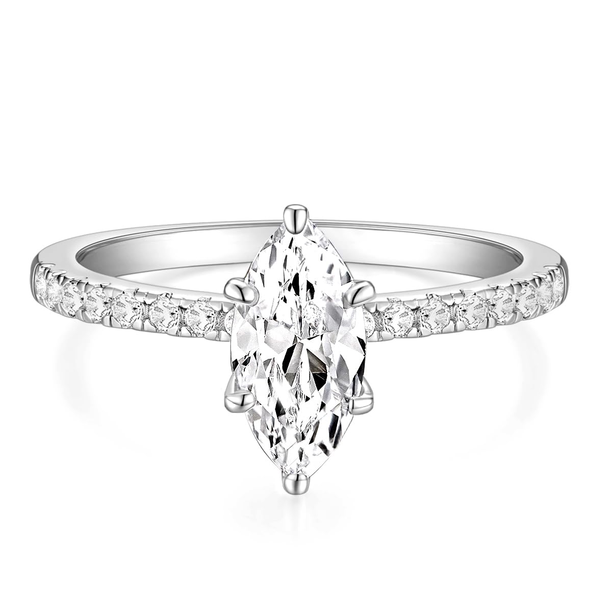 EAMTI 2CT Engagement Ring for Women Marquise Cut Cubic Zirconia Wedding Band CZ Promise Anniversary Ring