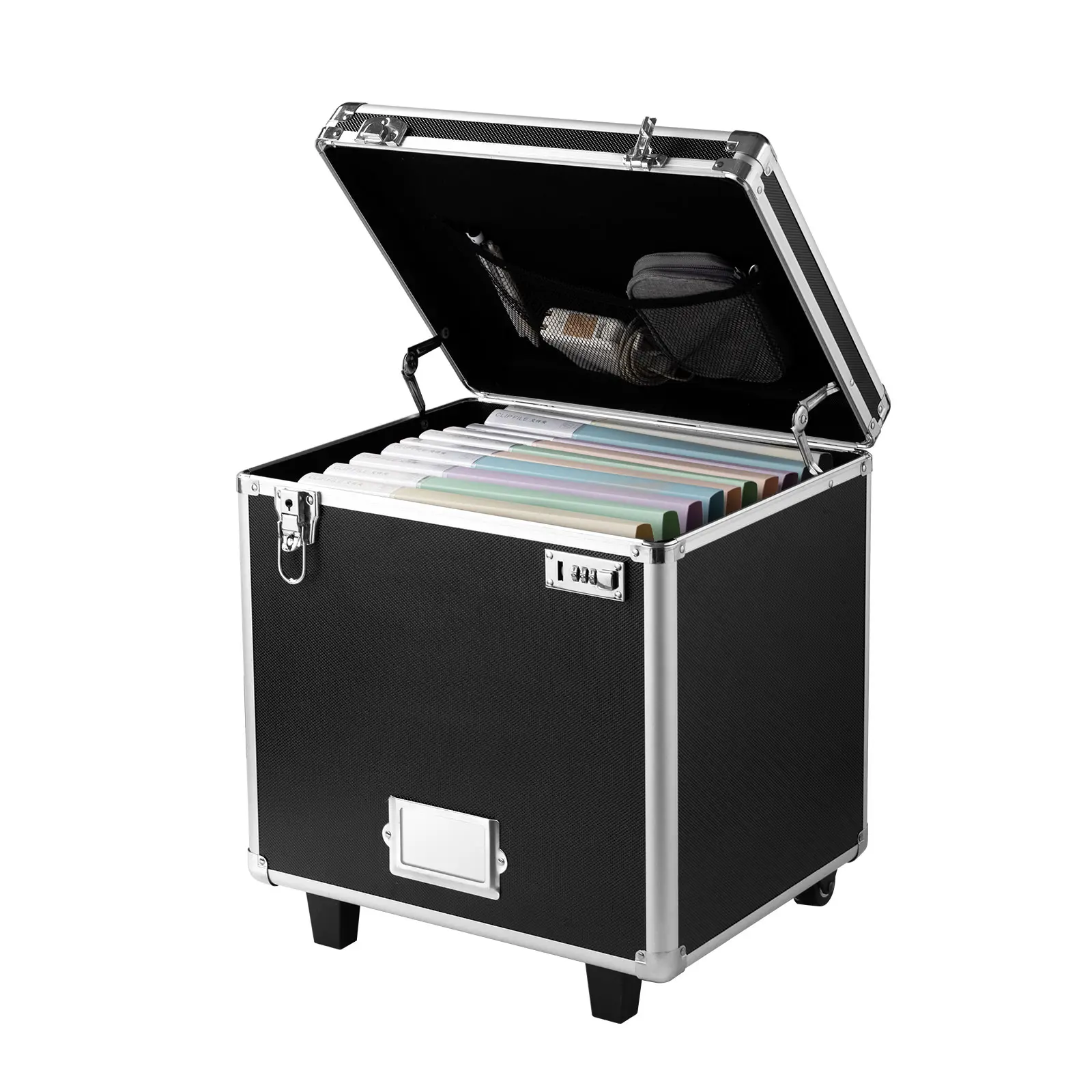 【Summerfinds】VEVOR Portable File Storage Box - Files Organizer15.6x12.6x15in Internal Chest SizeLocking Mobile Business Case with Telescopic HandleOffice Accessories for OfficeHome Use, Files Organizer