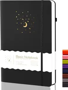 Journal Notebook for Women Men, Hardcover Lined Notebooks Journals for Writing Work Journaling Note Taking Diary with Pen Loop (Black Ruled), Gifts, 5.7" x 8.3", 196 Pages