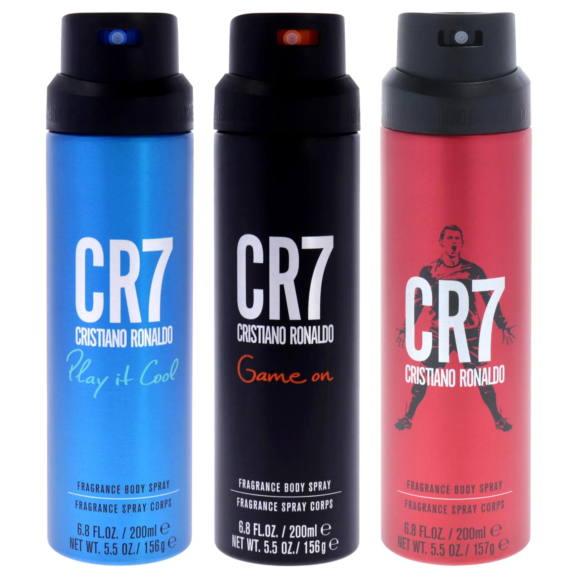 CR7 Kit by Cristiano Ronaldo for Men -3 Pc Kit 6.8oz CR7 Body Spray, 6.8oz CR7 Game On Body Spray, 6.8oz CR7 Play It Cool