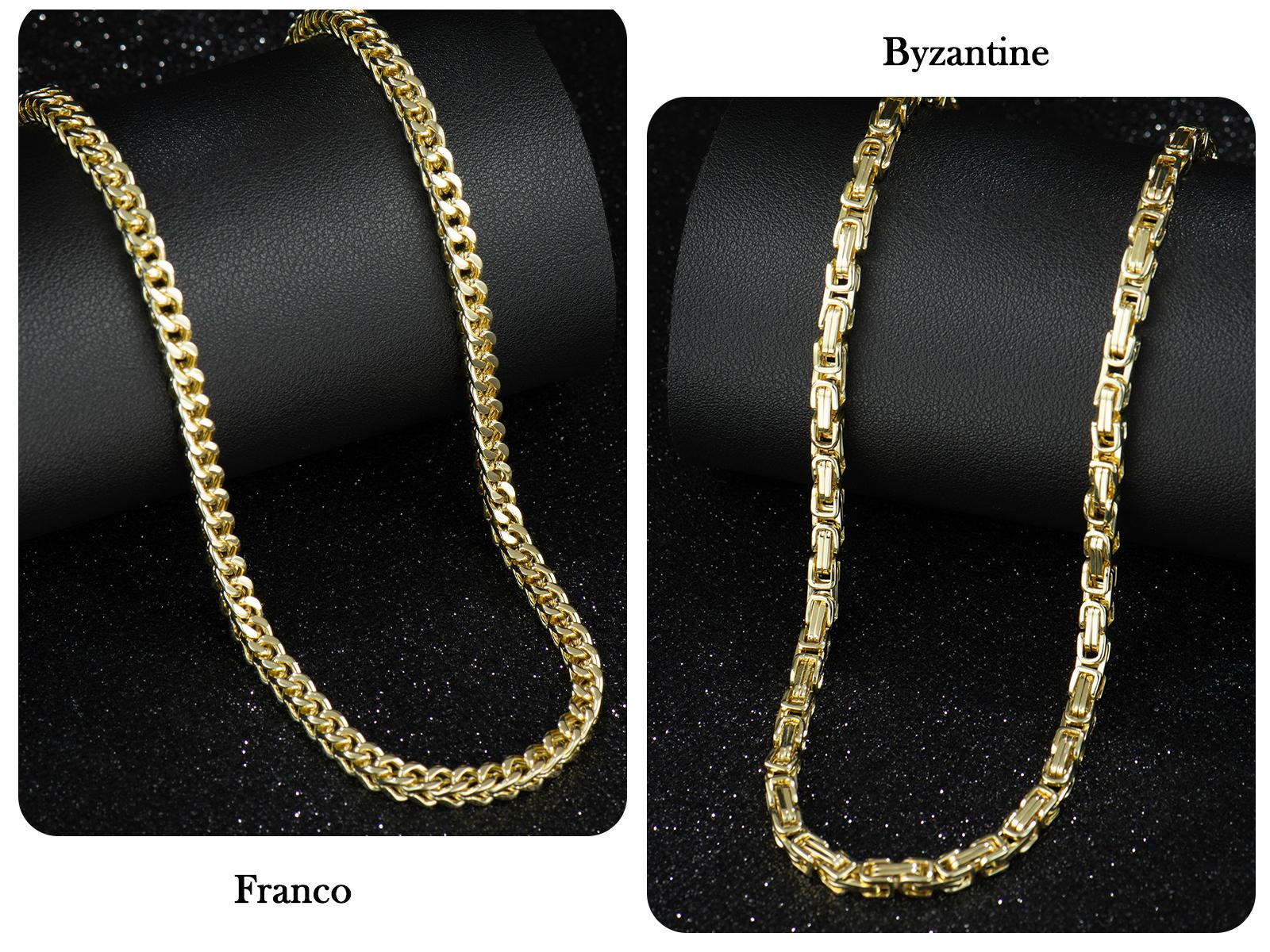 Holylegend 14K Real Gold-Plated Rope, Figaro, Miami, Cuban, Byzatine, Franco Necklace Chain 24 Inches Long,Tarnish-Free, 8mm/10mm Width, Secure Clasp,Father's Day Gift
