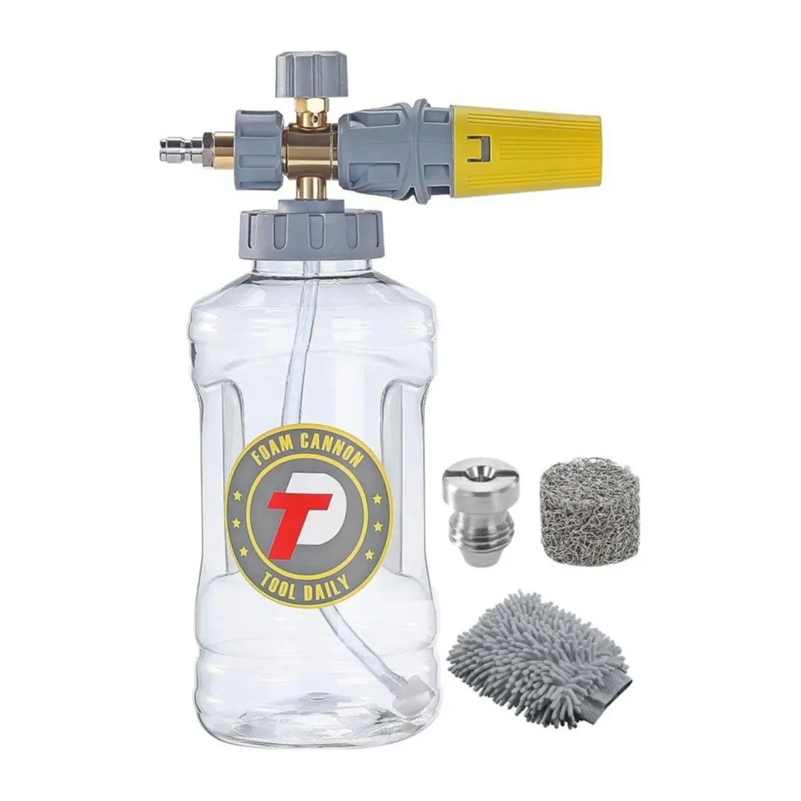 Tool Daily Pressure Washer Foam Cannon Kit, 1.5L Plastic Bottle, 1.1mm Orifice Nozzle, M22/1/4 Inch Quick Connect Kit, Thick Foam, Anti-Leak Neck, Car Detailing for SUVs, Trucks, DealsForYouDays