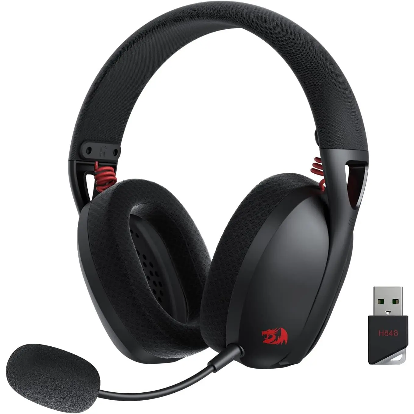 Redragon H848 BT Wireless Gaming Headset - Over Ear Wireless Headphones with USB-C, 7.1 Surround Sound, 40MM Drivers, Detachable Microphone, Dual Mode - Multi-Platform for PC, PS5/4/3, Switch