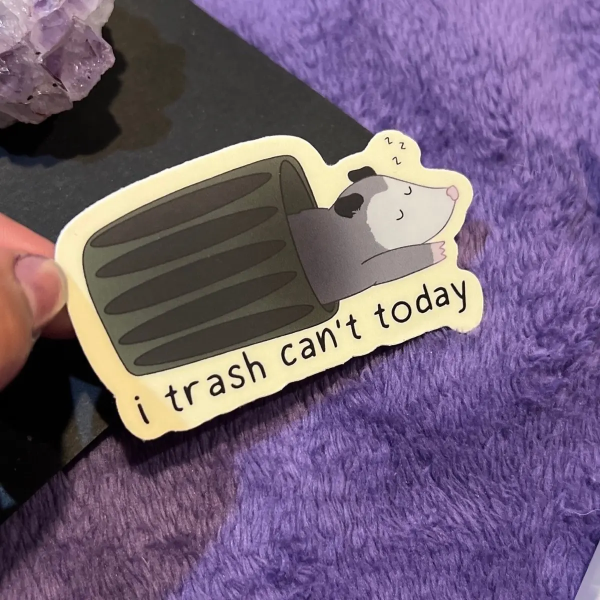 Trash Can’t Possum Sticker | Overwhelmed Exhausted Sticker, Overthinking and Overstimulated Anxiety Sticker, Tired Neurodivergent Sticker Decor Decorative Vinyl Smooth