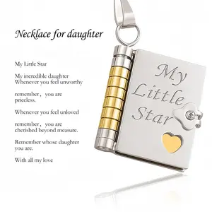 Gifts Daughter from Mom/Dad My Little Star Book Necklace for Daughter Girls Initial Non Tarnish Charm Book Message Pendant Necklace for Kids Teens Birthday Stuffers Gifts