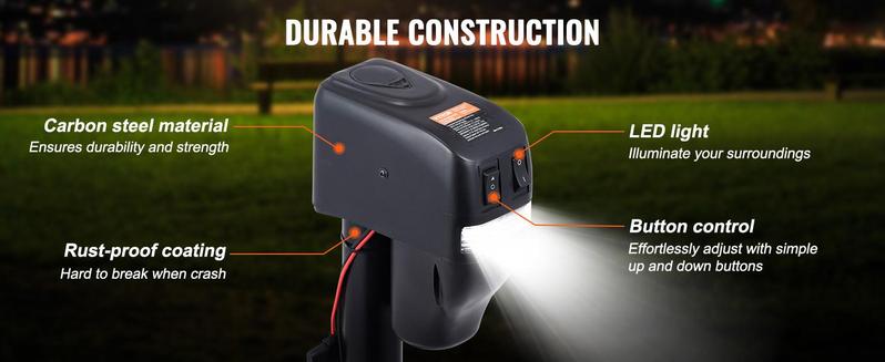 VEVOR Trailer Jack, TikTokShopBlackFriday, Electric Power Tongue Jack Weight Capacity 4000 lbs, 9.84"-33.85" Electric Tongue Jack with Waterproof Cover for Lifting RV Trailer, Horse Trailer, Utility Trailer, Yacht Trailer Tow VEVOR Super Brand Day