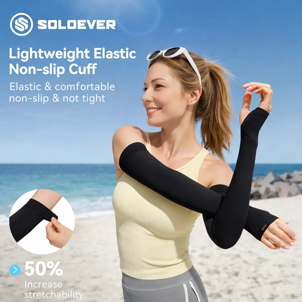 SOLOEVER 1-Size Breathable Ice Silk Outdoor Arm Sleeve, UPF 50+ Protective Cooling Sports Sleeve for Men, Fitness Activities, Protective Sleeve