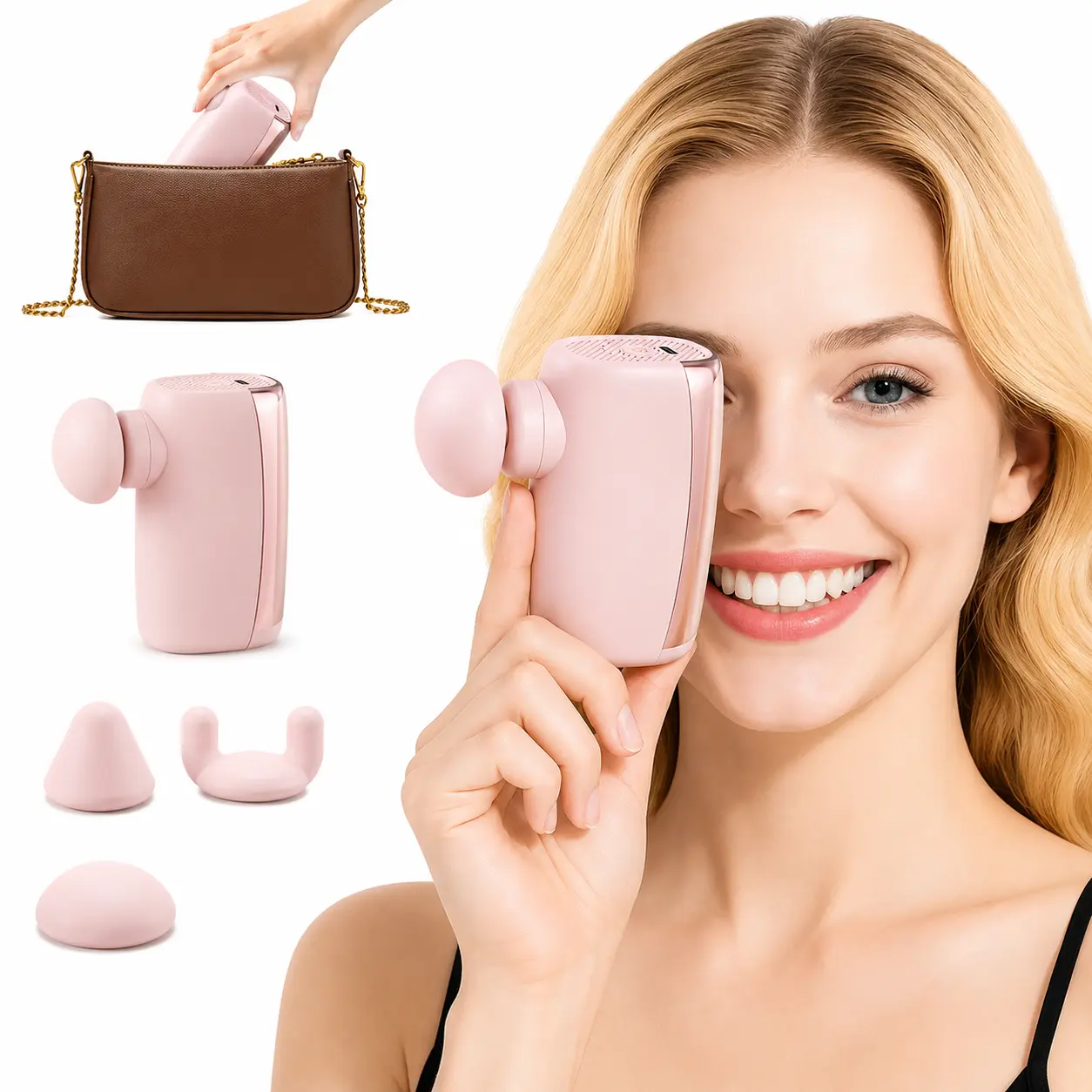 Pocket Mini Massage Gun,6-Speed Adjustable Pocket Size Muscle Massager with 3 Interchangeable Heads, Portable Handheld Massager for Neck, Back, Arms and Legs,Massager for Home, Office, Gym and Travel， for Neck Back Pain Relief，Perfect gift Deep Tissue