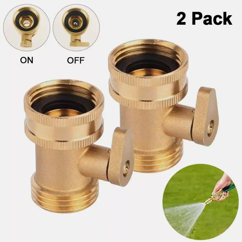Solid Brass 2-Pack 3/4" Garden Hose Shut Off Valve Set, Sturdy Outdoor Water Pipe Faucet Connectors, Solid Brass Hold, 2-Pack Convenience, Durable High-Quality Construction