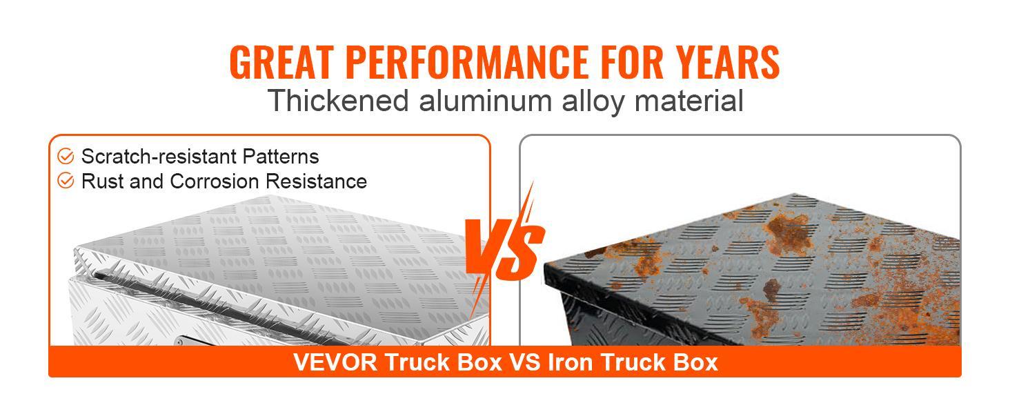 VEVOR Underbody Truck Box,  24"×14"×16" Pickup Storage Box, Heavy Duty Aluminum Diamond Plate Tool Box with Lock and Keys, Waterproof Trailer Storage Box with T-Handle Latch for Truck, Van, Trailer