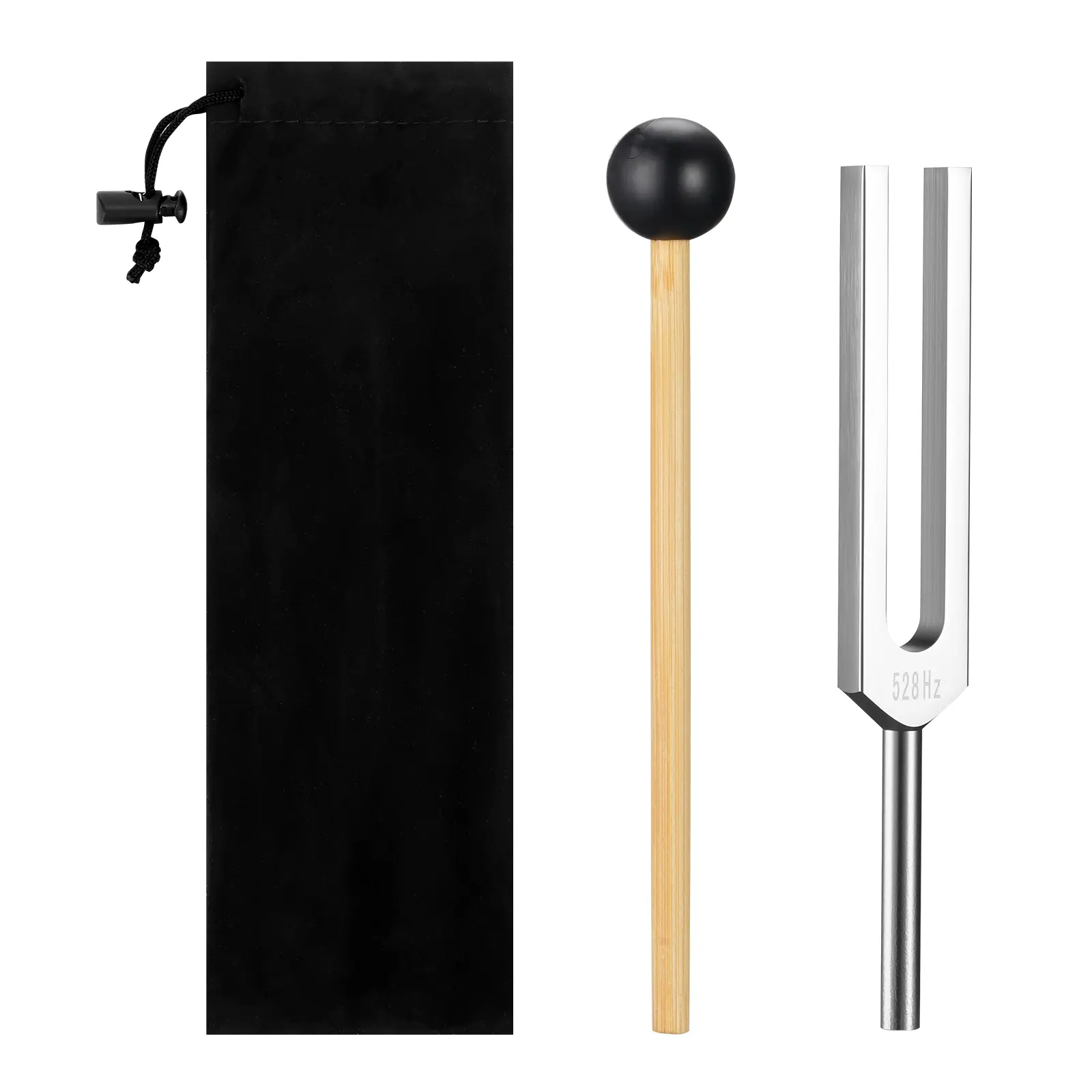 POGOLAB Tuning Fork for 528Hz with Percussion Hammer Mallet & Storage Pouch Sound Therapy Instrument for Chakra/Yoga/Meditation