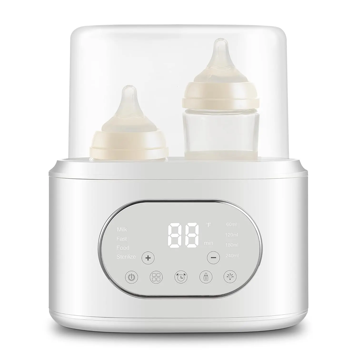 Bottle Warmer, 10-in-1 Fast Baby Bottle Warmer for Breastmilk & Formula, Double Milk Warmer with Timer, Accurate Temp Control, Thaw, Steaming, Heat Food, Keep Warm and Night Light, Baby Items