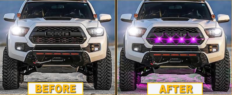 DIBMS RGB LED Grille Lights 4 in 1 with App Control, Colorful Underglow, and Signal LED for Tacoma Truck, Chevy, Car, Off-Road, Raptor, Jeep, SUV, ATV, UTV