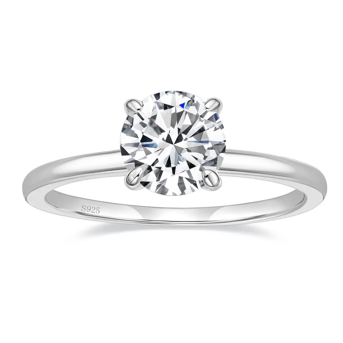 EAMTI 1.5CT 925 Sterling Silver Engagement Rings Round Cut Solitaire Cubic Zirconia CZ Wedding Promise Rings for Her Wedding Bands for Women