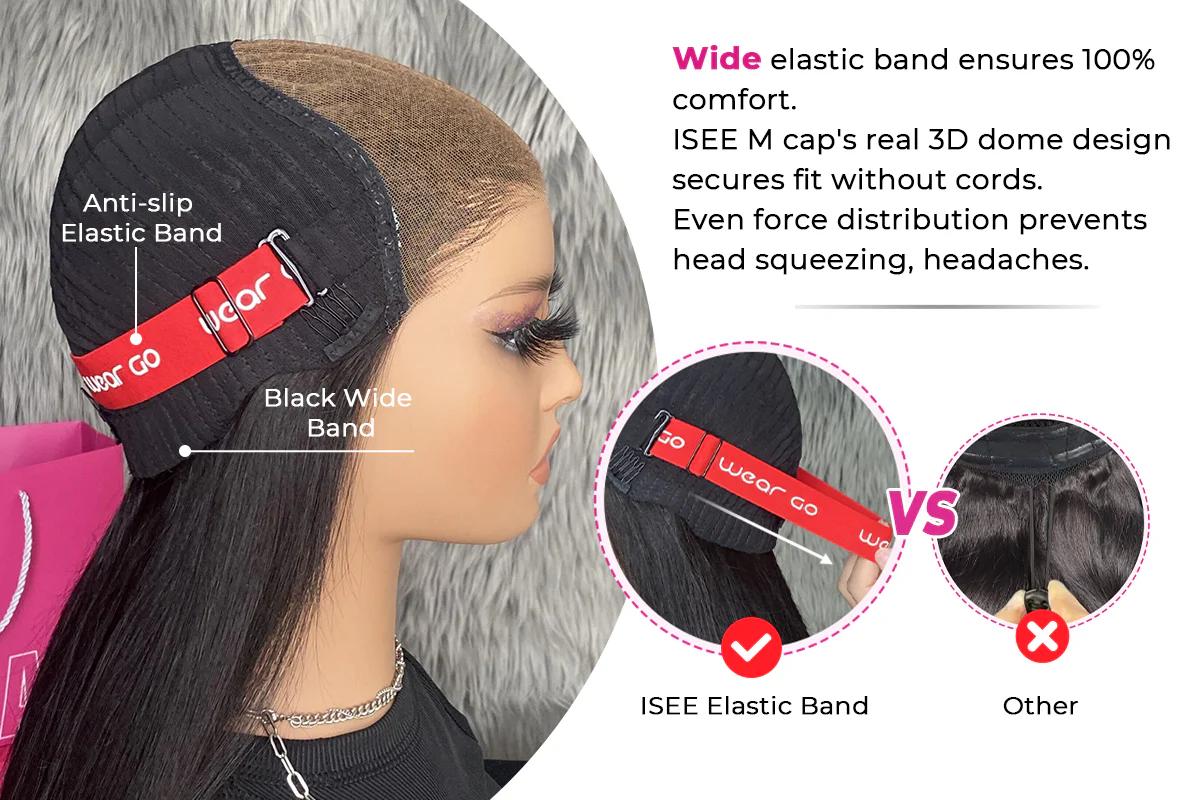ISEE HAIR 250% Wear Go 9*6 M-cap Straight Glueless Wigs Human Hair HD Lace Front Wigs 180% & 250% Pre Plucked Tiny Knots Yaki Straight Glueless Human Wigs Beginners Friendly Adjustable Red Elastic Band#SoHoChic #TikTokShopBackToSchool
