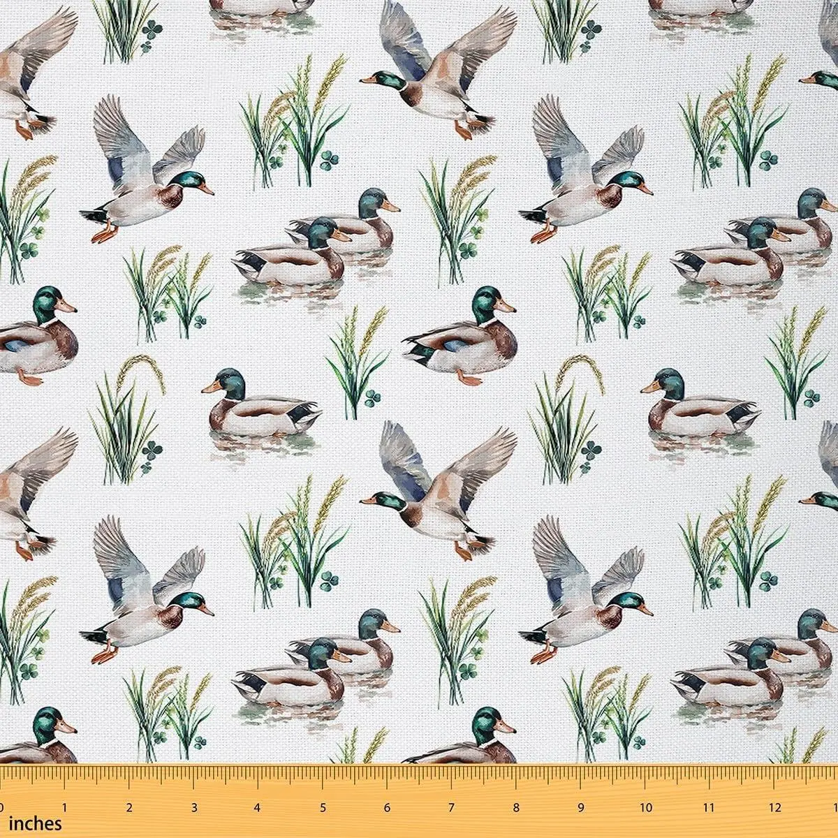 Feelyou Mallard Duck Print Flannel Fabric by the Yard - Hunting-Themed Upholstery Fabric for Chairs, Wildlife Art Textile for Indoor Home Decor DIY Projects