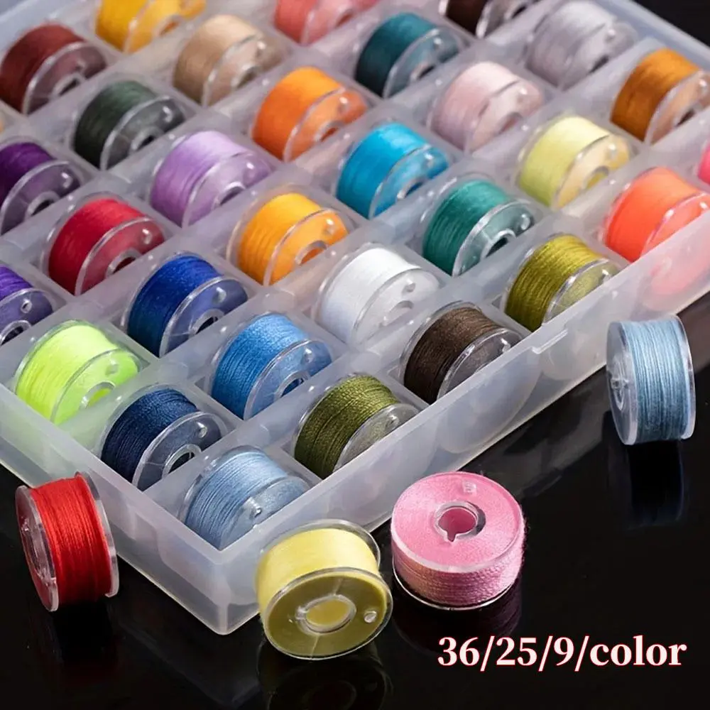 Random Color Sewing Machine Bobbin Set, 9/25/36pcs/set Bobbin with Storage Box, Sewing Machine Accessories for Home & Sewing Shop, Sewing Supplies Crafts Sewing Tools Sewing Products