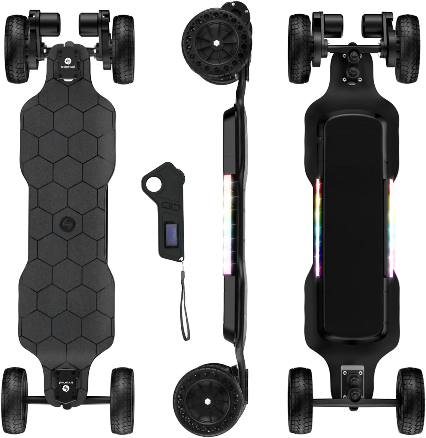 【summervibes】Electric Skateboard with Battery & Remote Control, 30MPH/12MPH Max Speed, 3000W/1200W, Powerful Electric Longboard for Adults ＆Teens