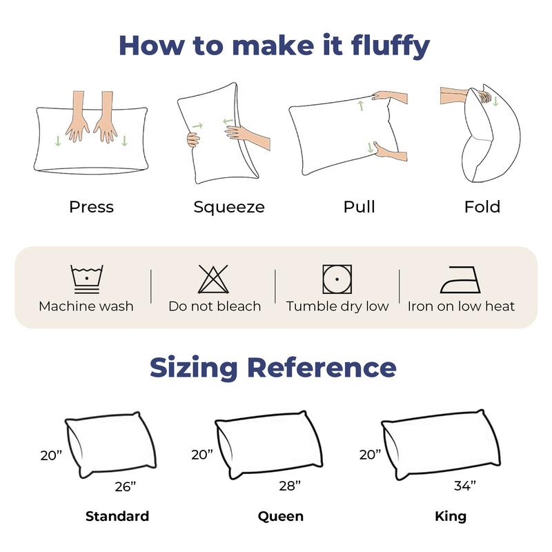 PEACE NEST 2 Pack Goose Down  Feather Pillows for Side  Back Sleepers Hotel Quality Cotton Cover Soft Pillows